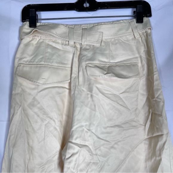 Vince Belted Cross-Over Culotte‎ Pants Wide Leg Satin Workwear Casual XS Cream - Picture 6 of 9